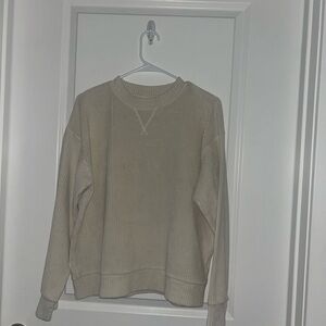 H&M Men's Ribbed Crewneck Sweatshirt - Beige